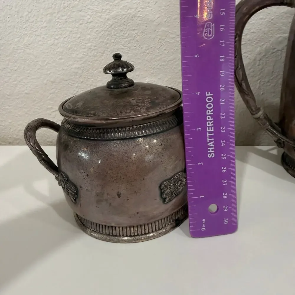Vintage MFD Reed & Barton Silver Plate Coffee Tea Set 3 Pc Creamer Sugar 3131